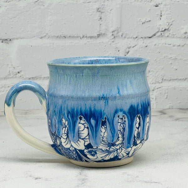 Blue with Floral Design Mug 1