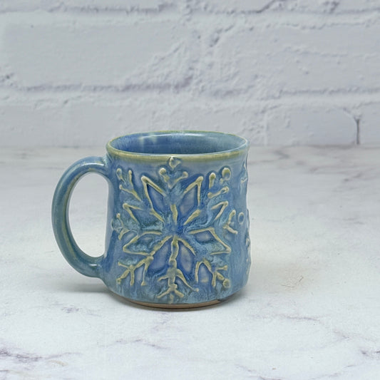 Light Blue with Raised Snowflakes Espresso Mug 1