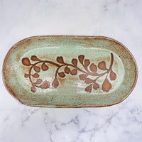 Green with Ferns Oval Tray