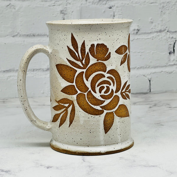 White with Roses Tall Mug