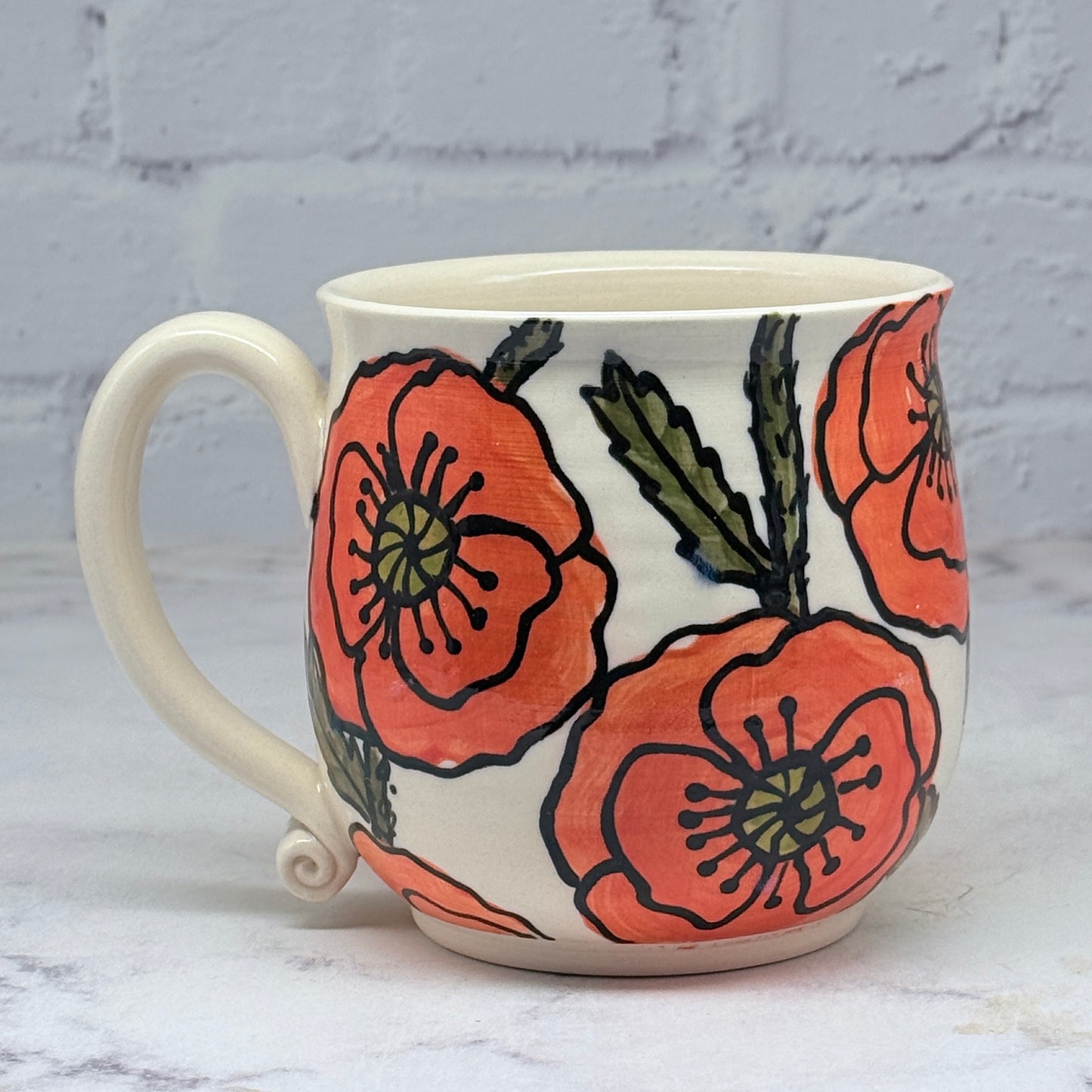 Orange Poppies Watercolor Mug 2