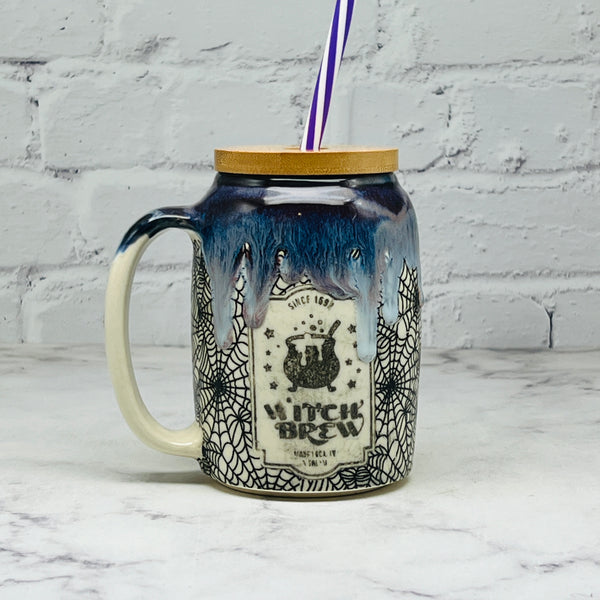 Purple Spiderwebs Straw Mug