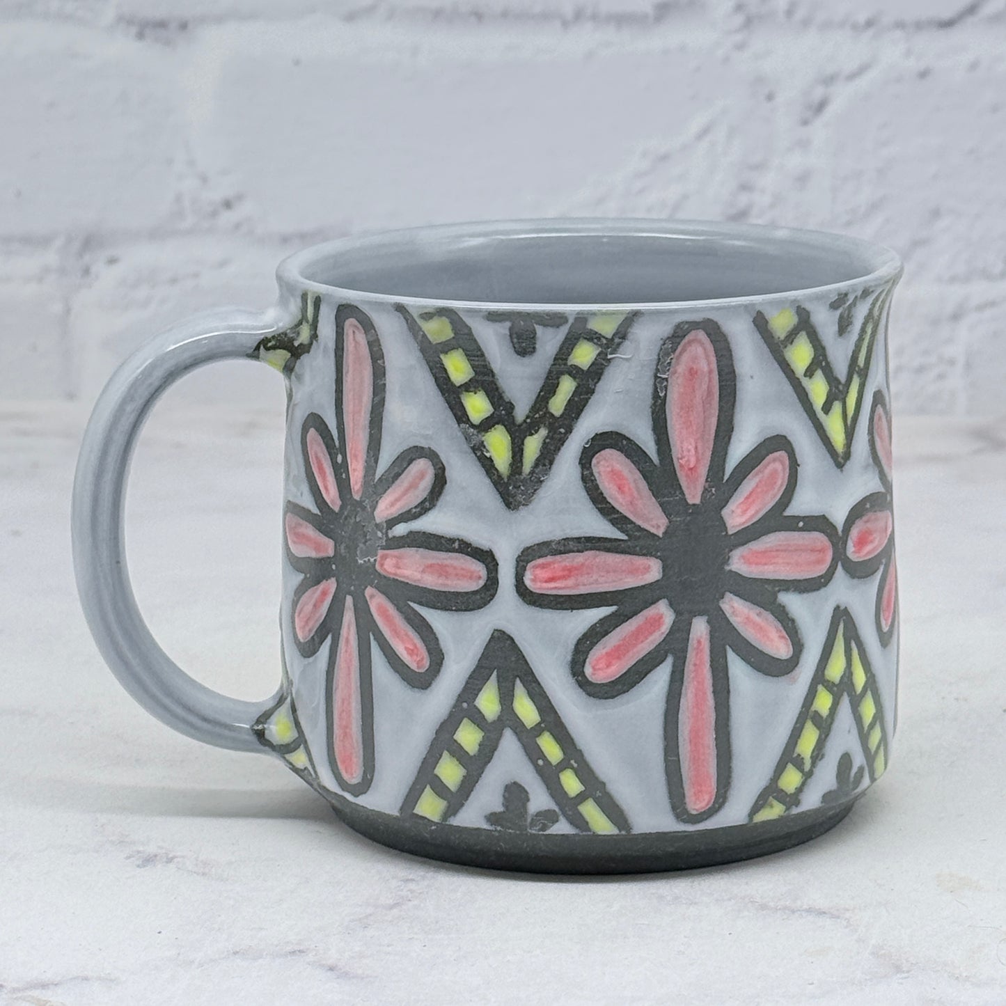 Pink Flowers B&W Mug