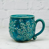 Teal with Raised Snowflakes Mug 1