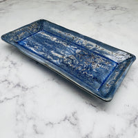 Dark Blue with Snowflakes Texture Rectangle Tray