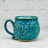 Teal with Raised Snowflakes Mug 3