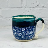 Teal with Blue Lace Teacup 1