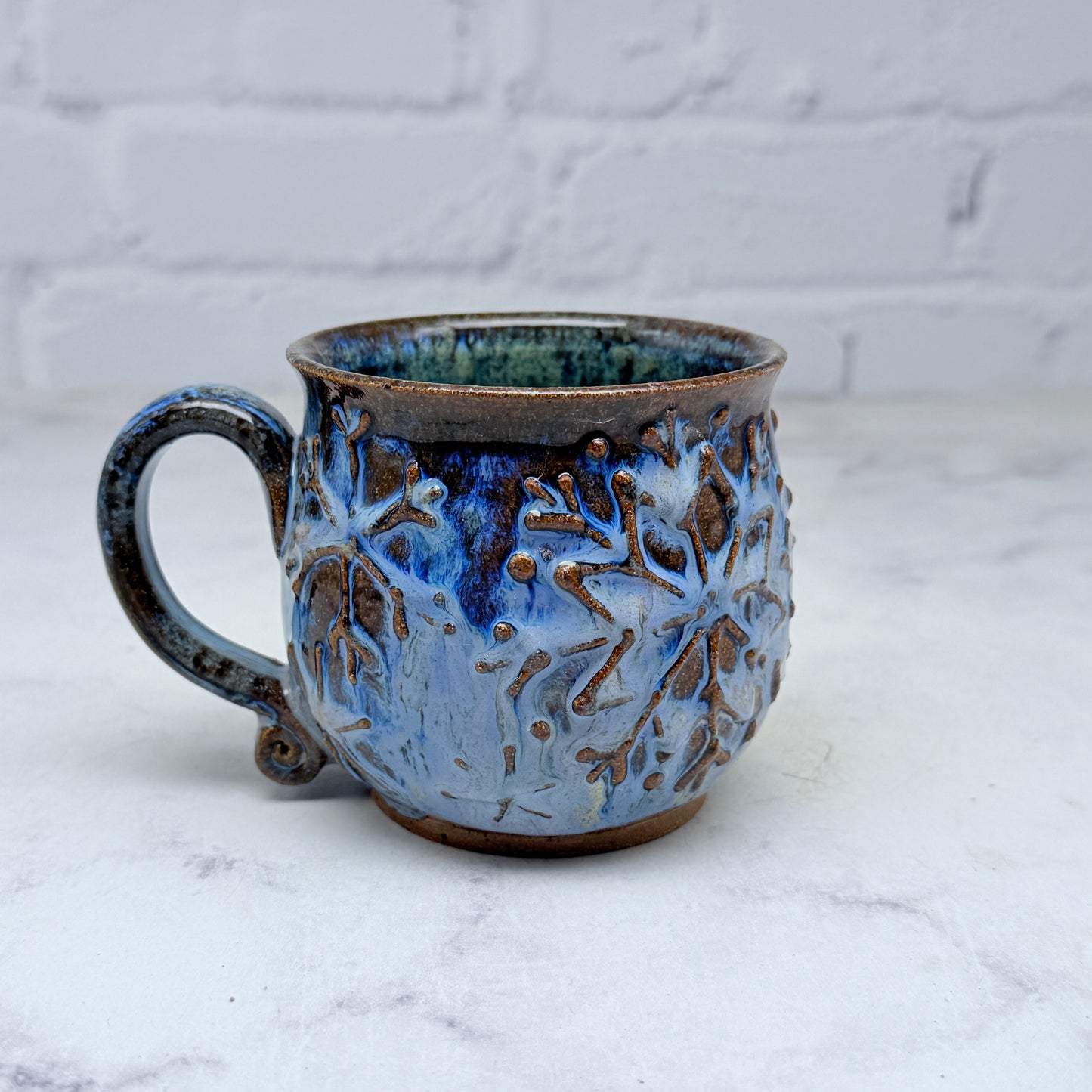 Blue with Raised Snowflakes Espresso Mug 3