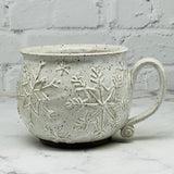 White Raised Snowflakes Cafe Mug 2