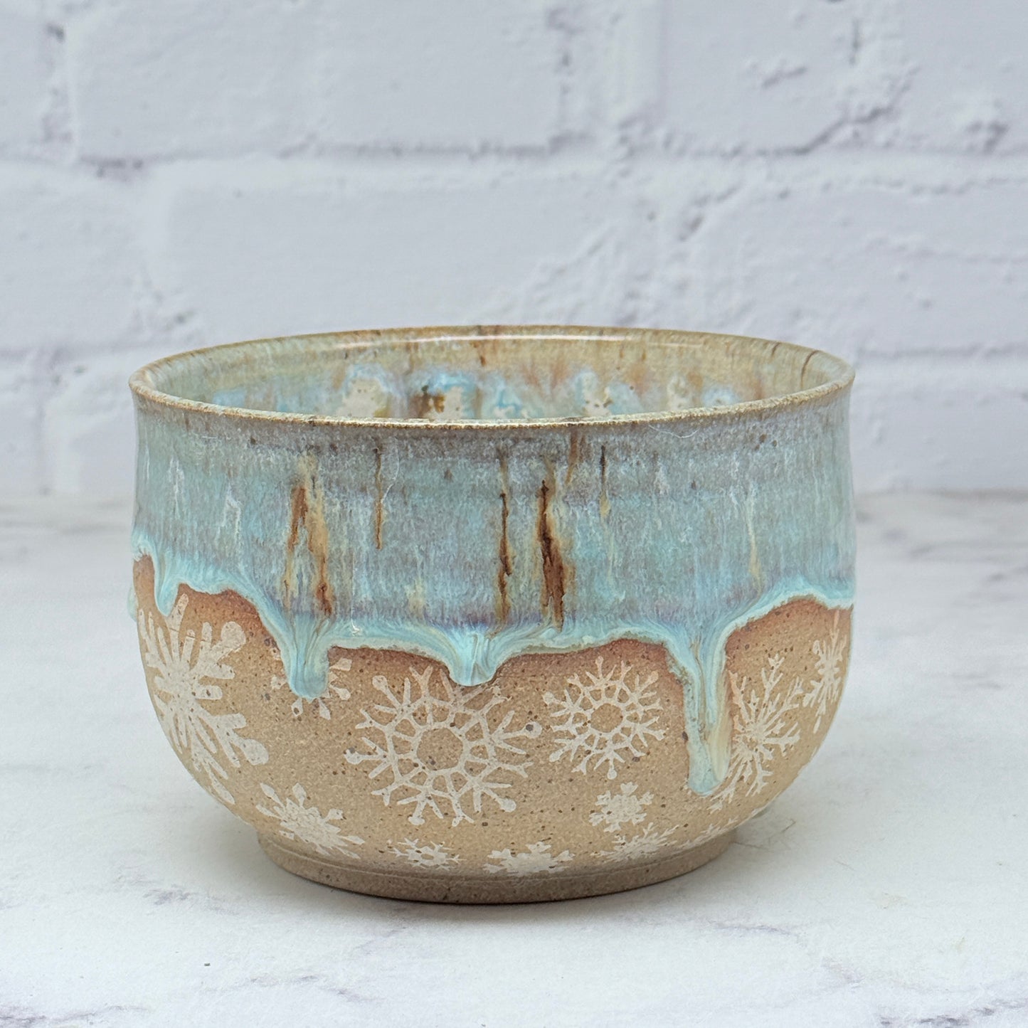 Light Blue with White Snowflakes Small Bowl 1