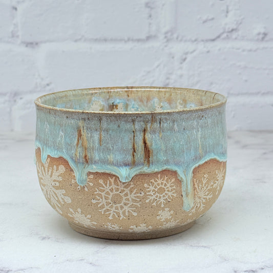 Light Blue with White Snowflakes Small Bowl 1