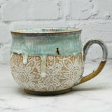 Light Blue with Lace Cafe Mug 2