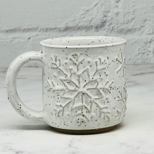 White Raised Snowflakes Espresso Mug 2