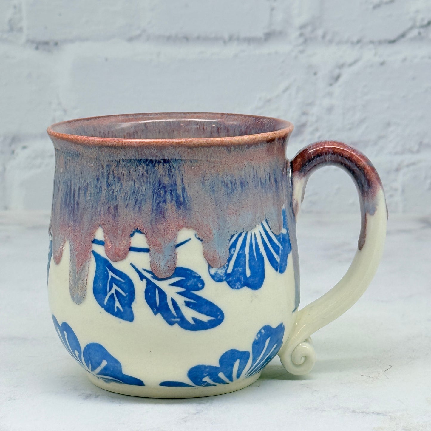 Purple with Blue Flowers Teacup