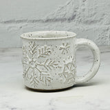 White Raised Snowflakes Espresso Mug 1