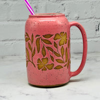 Pink with Flowers Straw Mug