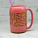 Pink with Flowers Straw Mug