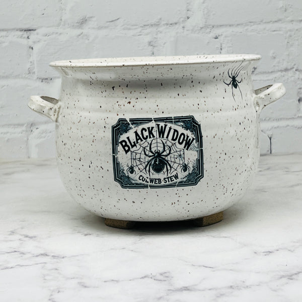 Speckled White Large Cauldron Bowl