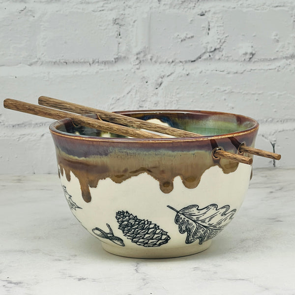 Brown with Fall Leaves Chopstick Bowl 2