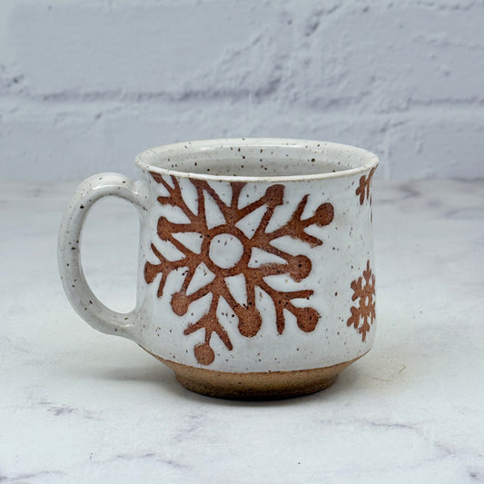 Speckled White with Snowflakes Teacup 1