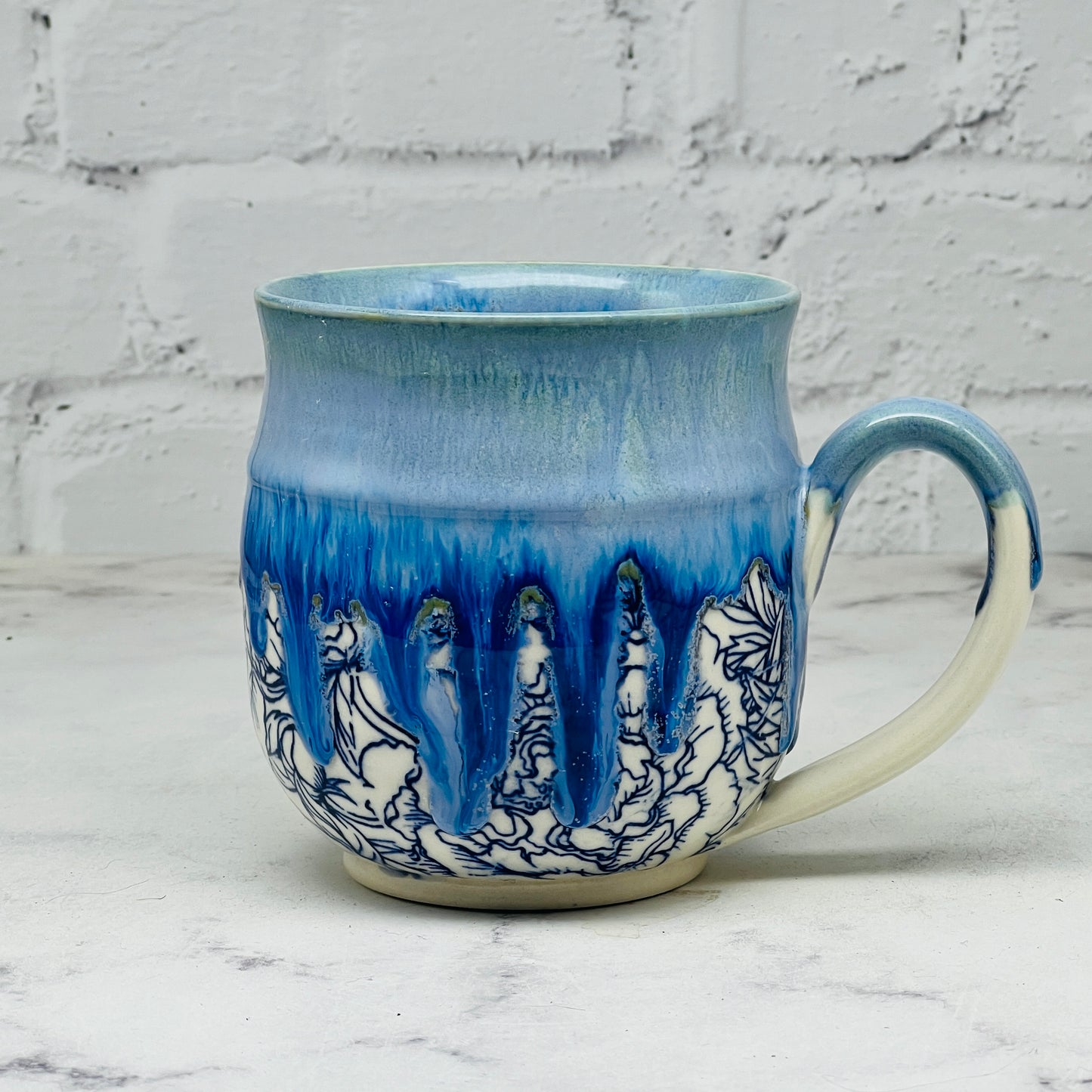 Blue with Peonies Mug