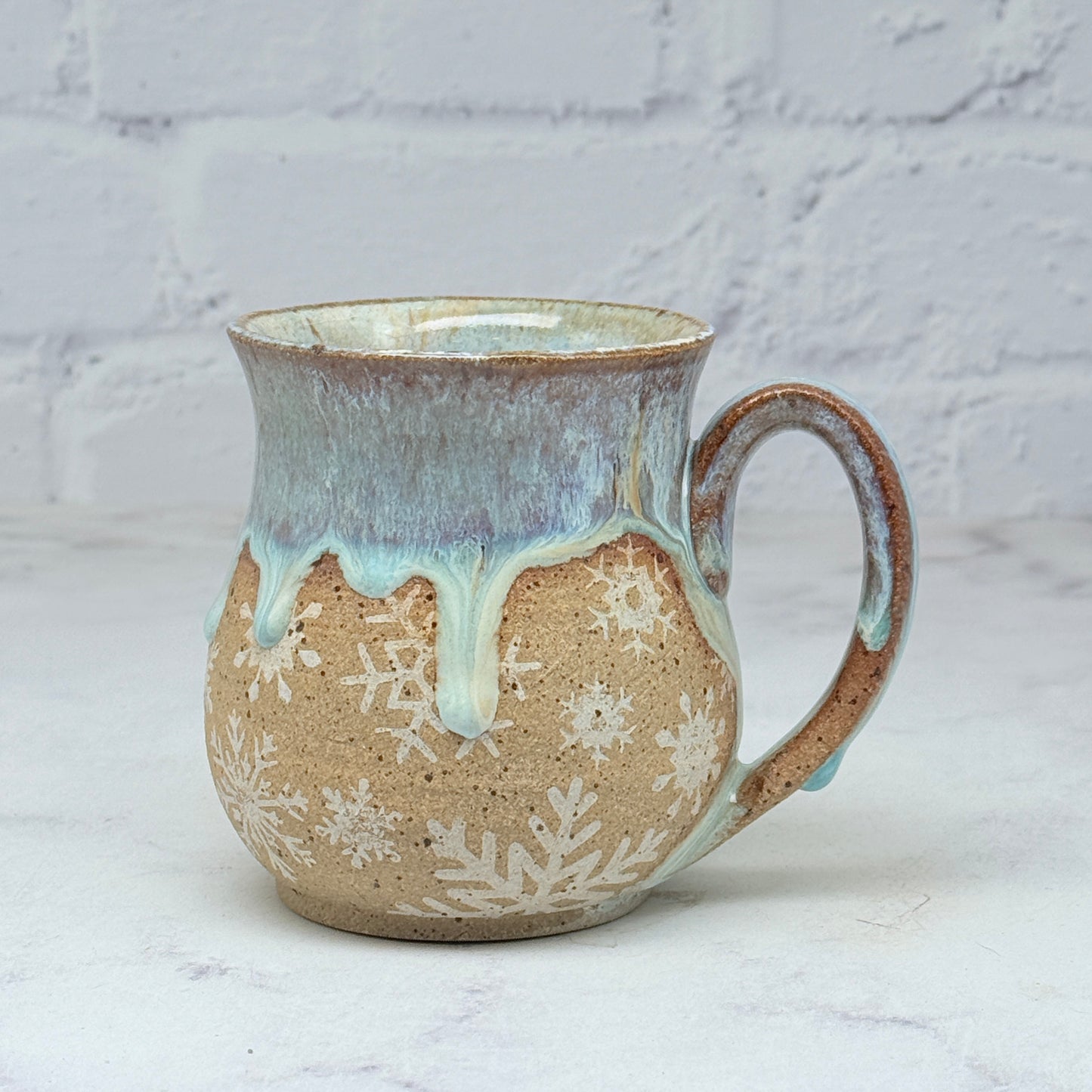 Light Blue with White Snowflakes Small Mug 2