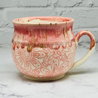 Pink with Pink Lace Cafe Mug 1