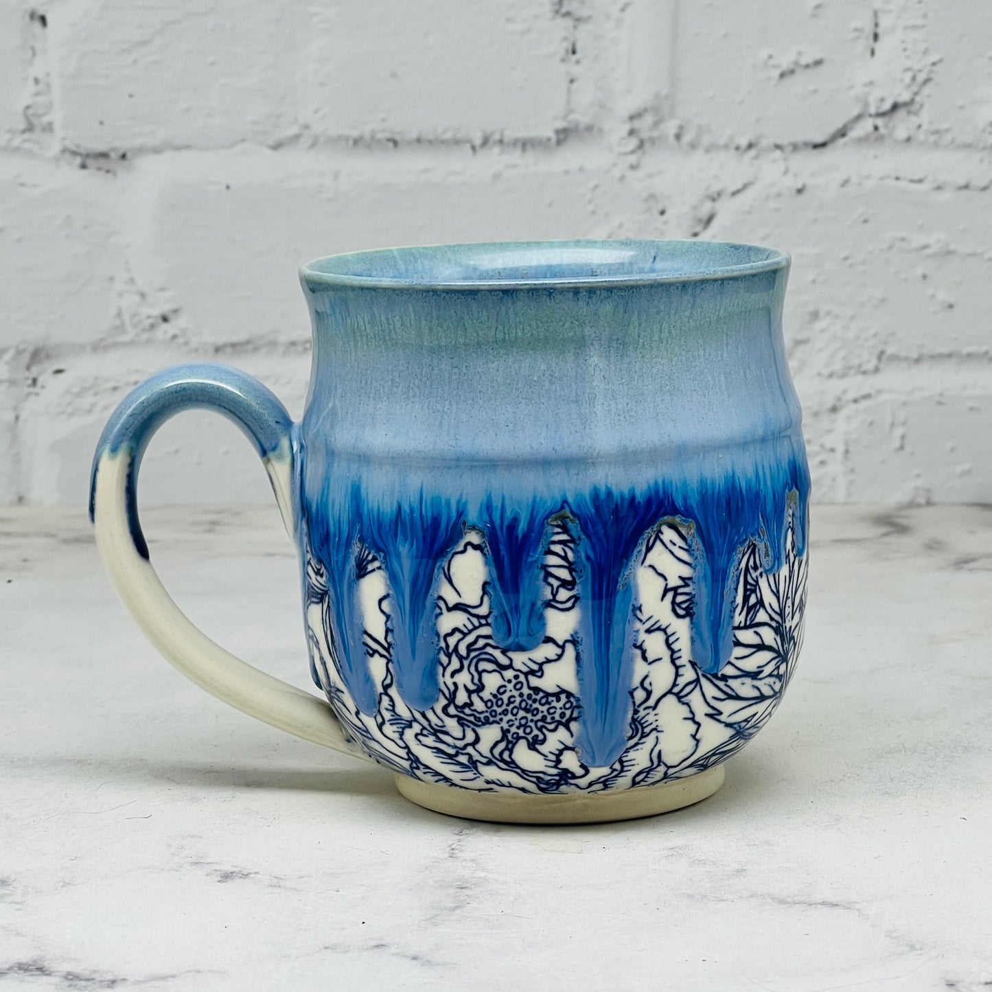 Blue with Peonies Mug