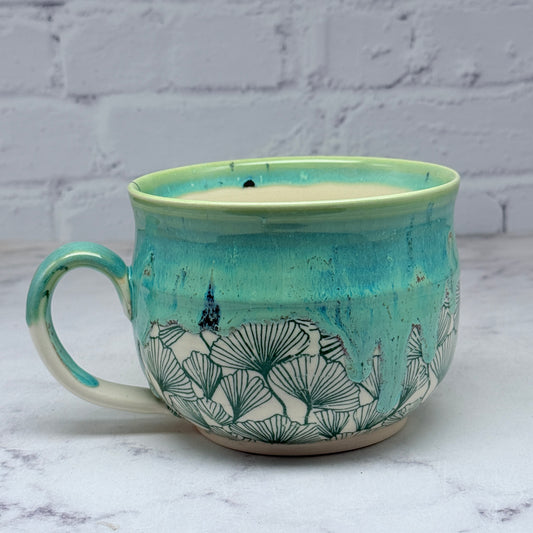 Green with Gingko Cafe Mug 1