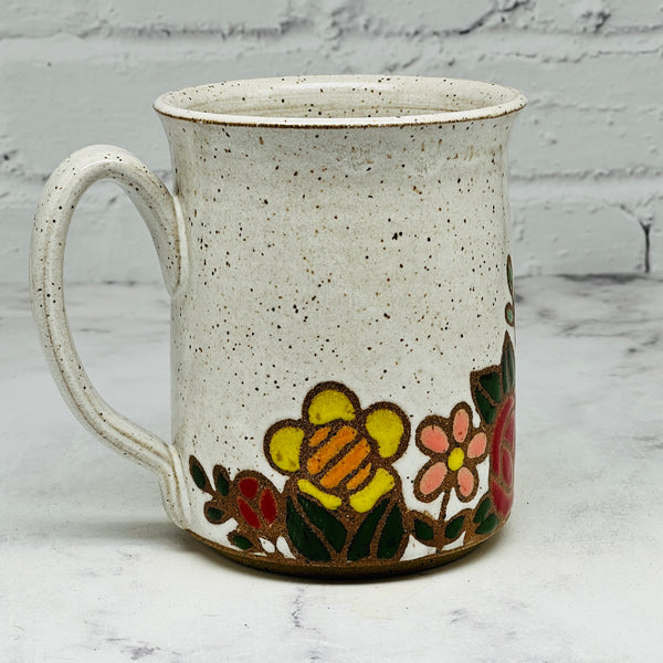 Speckled White Floral Border Mug 4