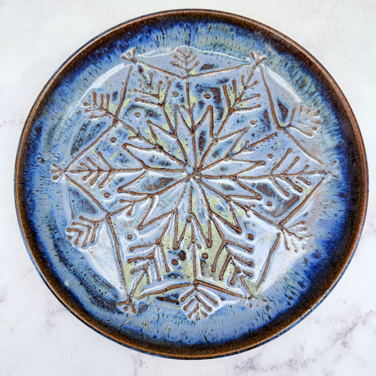 Blue with Raised Snowflakes Plate