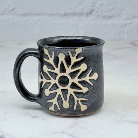 Black with Snowflakes Espresso Mug 2
