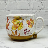 Speckled White Fall Leaves Cafe Mug 2