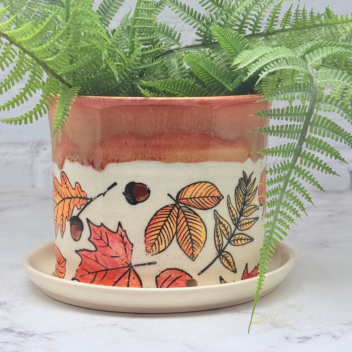 Orange with Leaves Planter 1