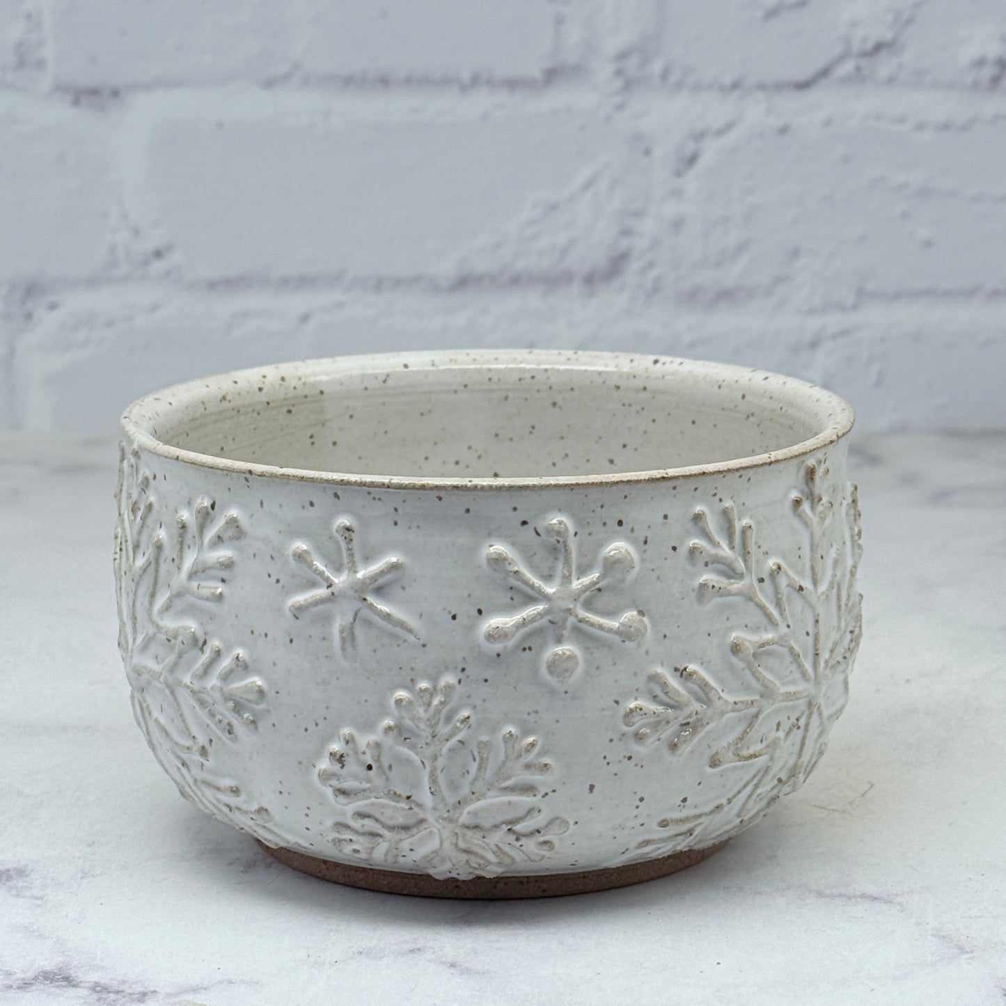 White with Raised Snowflakes Small Bowl 2