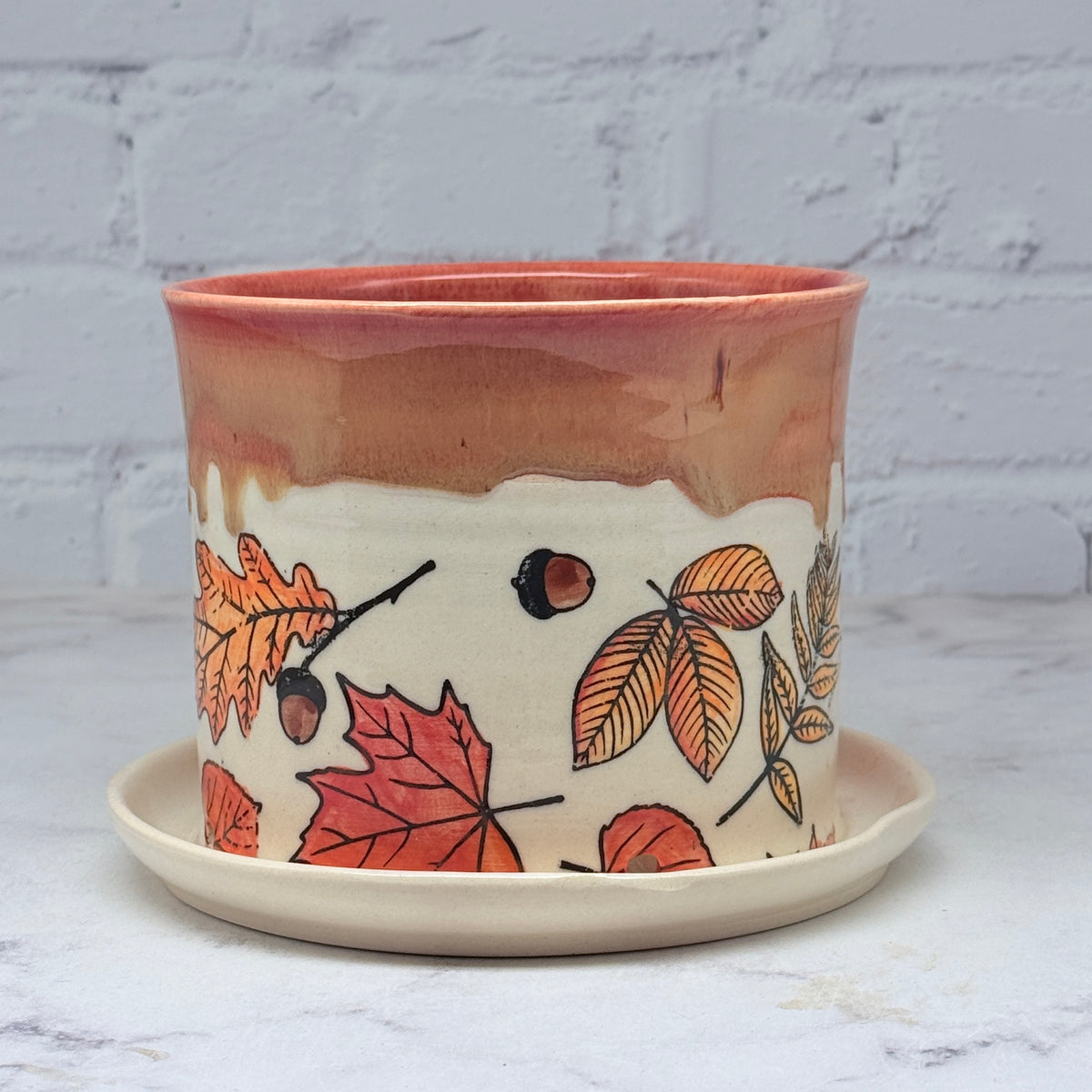 Orange with Leaves Planter 1
