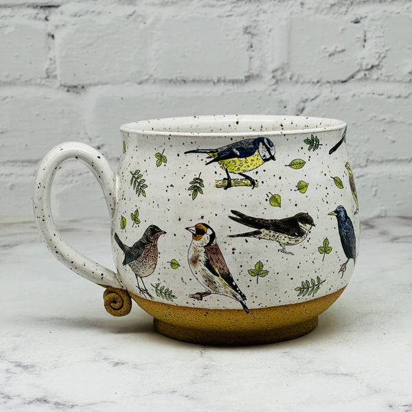 Speckled White Birds Cafe Mug 2