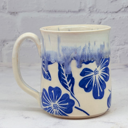 Speckled Cream with Blue Flowers Mug 2