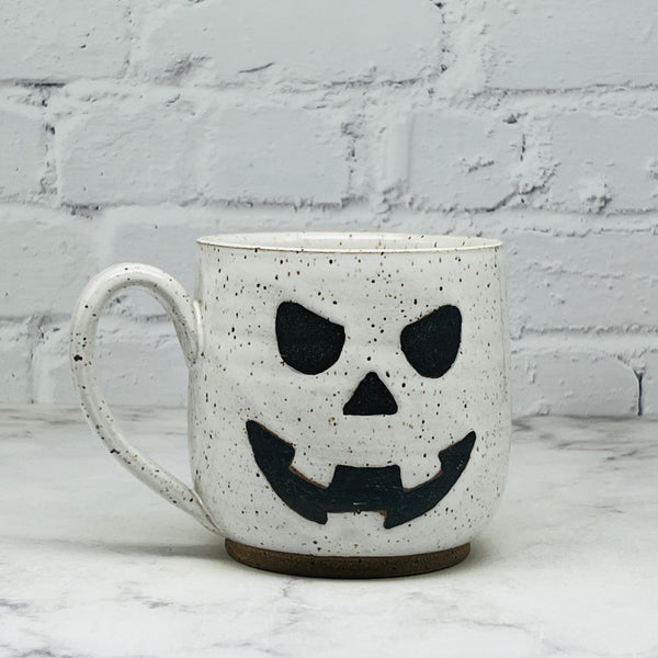 Speckled White Jack-o-Lantern Mug 4