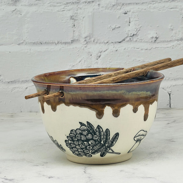 Brown with Fall Leaves Chopstick Bowl 1