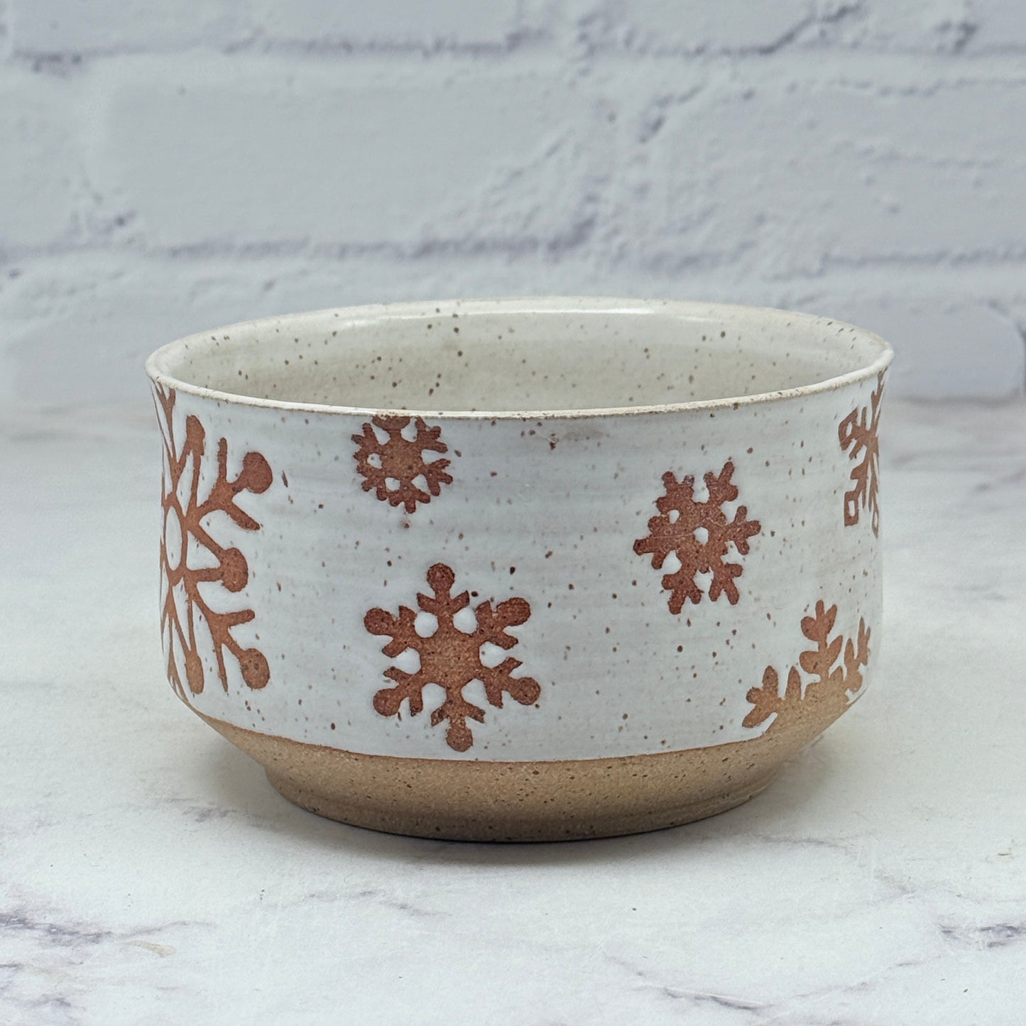 Speckled White with Snowflakes Small Bowl 2