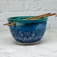 Blue with Blue Lace Chopstick Bowl