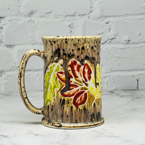 Cream with Falls Leaves Tall Mug