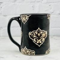 Black with Damask Design Tall Mug