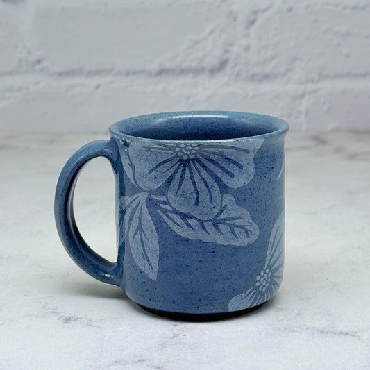 Blue with White Flowers Espresso Mug 2