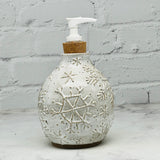 White with Raised Snowflakes Soap Dispenser