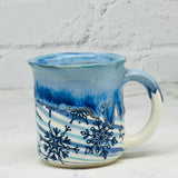 Blue Snowflakes Marbled Espresso Mug 1