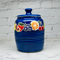 Blue with Fruit Lidded Container