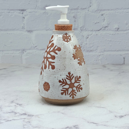 Speckled White with Snowflakes Soap Dispenser 2