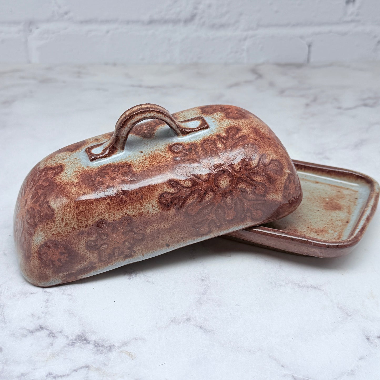 Light Blue with Snowflakes Butter Dish 1